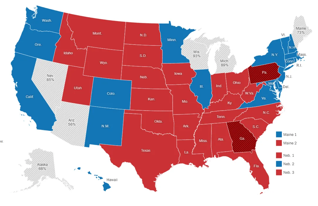 Боротьба за Білий дім, ймовірно, вирішуватиметься в семи штатах на полі битви . Чиновники можуть зайняти кілька днів, щоб підрахувати достатню кількість голосів, щоб визначити, хто переміг.